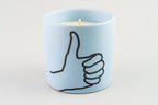 Impressions Ceramic Candle 5.75 oz./163g - Blue- Thumbs Up - Mint Leaf & Cardamom
