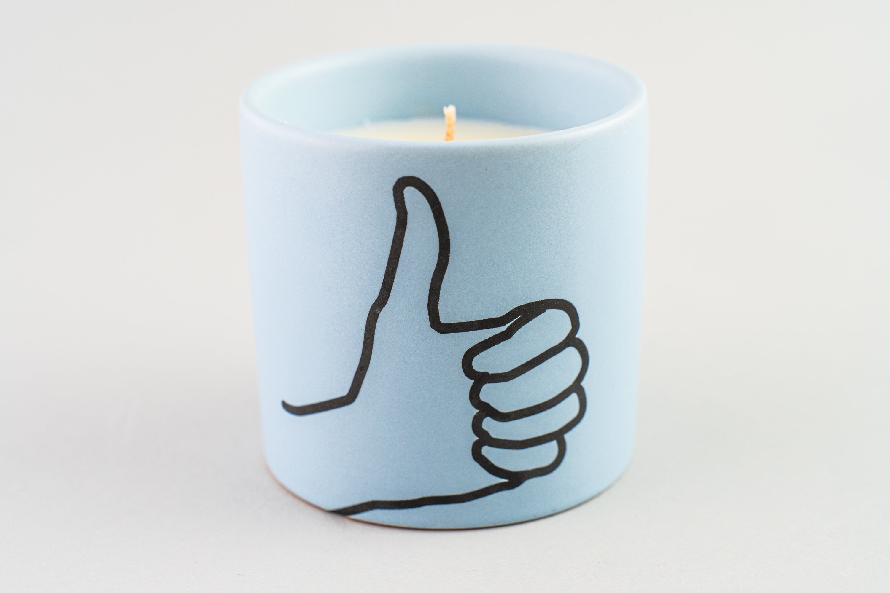 Impressions Ceramic Candle 5.75 oz./163g - Blue- Thumbs Up - Mint Leaf & Cardamom