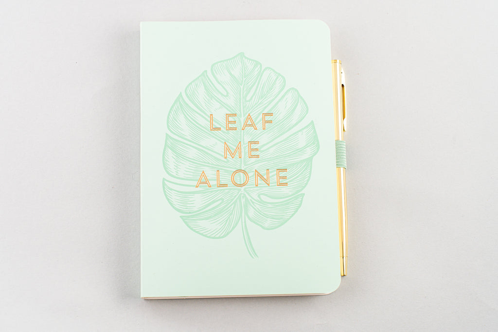 Vintage Sass Notebook with Pen - Leaf Me Alone