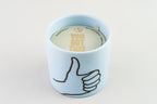 Impressions Ceramic Candle 5.75 oz./163g - Blue- Thumbs Up - Mint Leaf & Cardamom