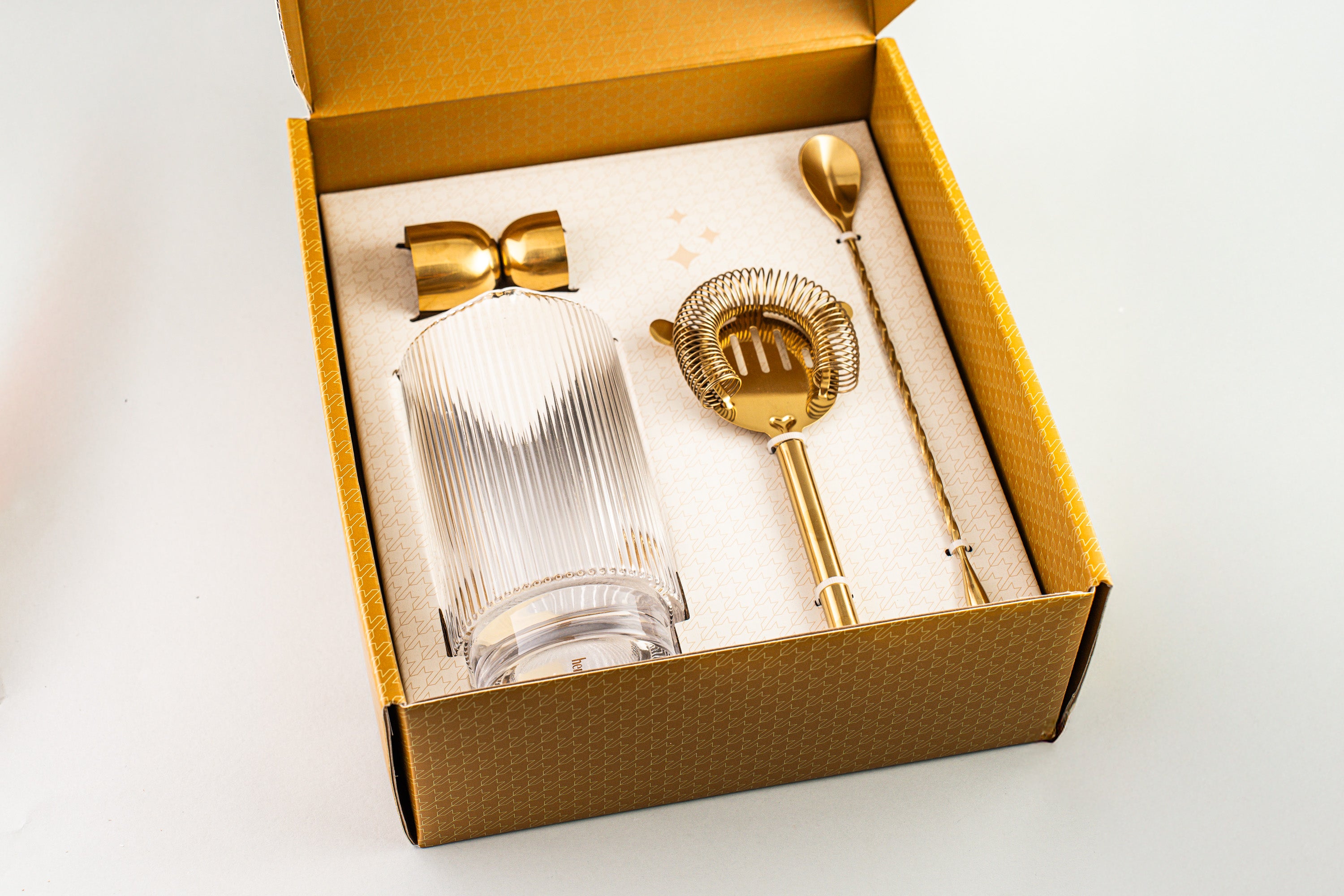 The Renley Bar Tool Set - Jigger, Strainer, Spoon, and Beaker