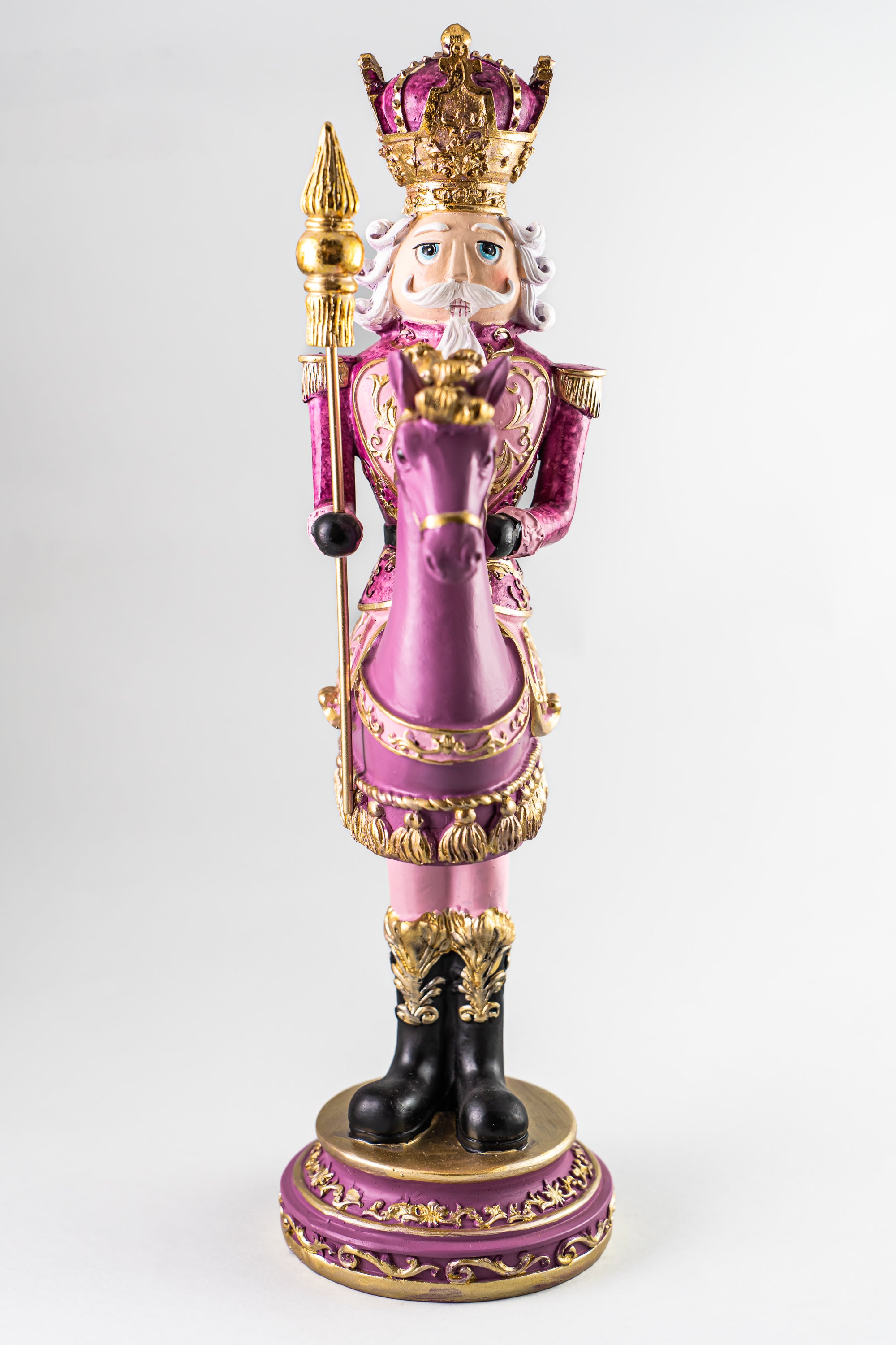 Xmas Pink Resin Nutcracket Riding A Horse
