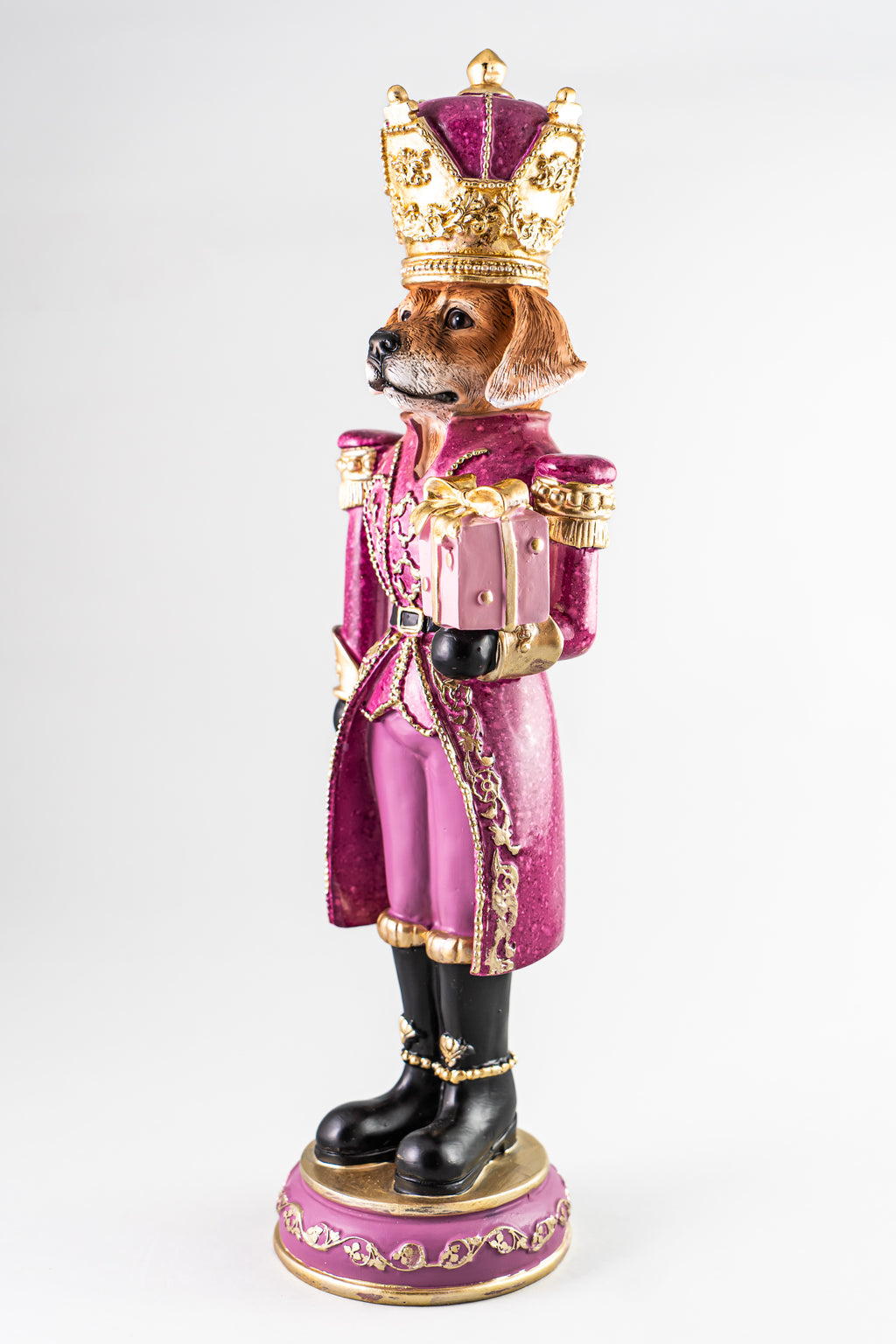 Xmas Pink Resin Dog Nutcracker