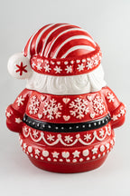 Red White Christmas Ceramic Cookie Jar Santa