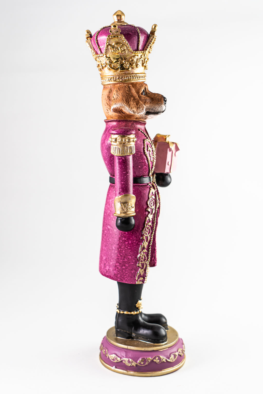Xmas Pink Resin Dog Nutcracker