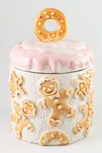 Gingerbread Ceramic Cookie Jar With Lid.