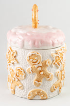 Gingerbread Ceramic Cookie Jar With Lid.