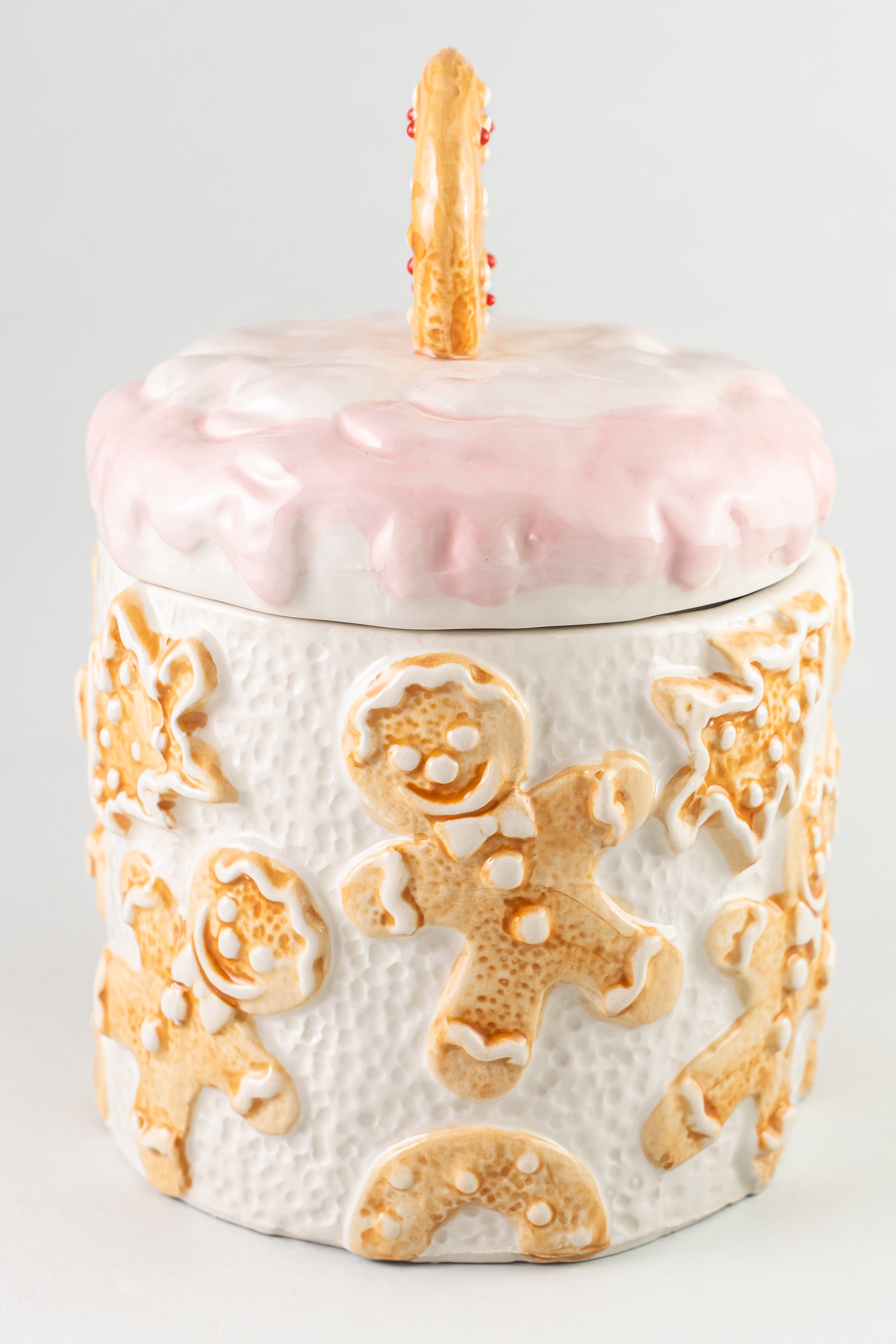 Gingerbread Ceramic Cookie Jar With Lid.