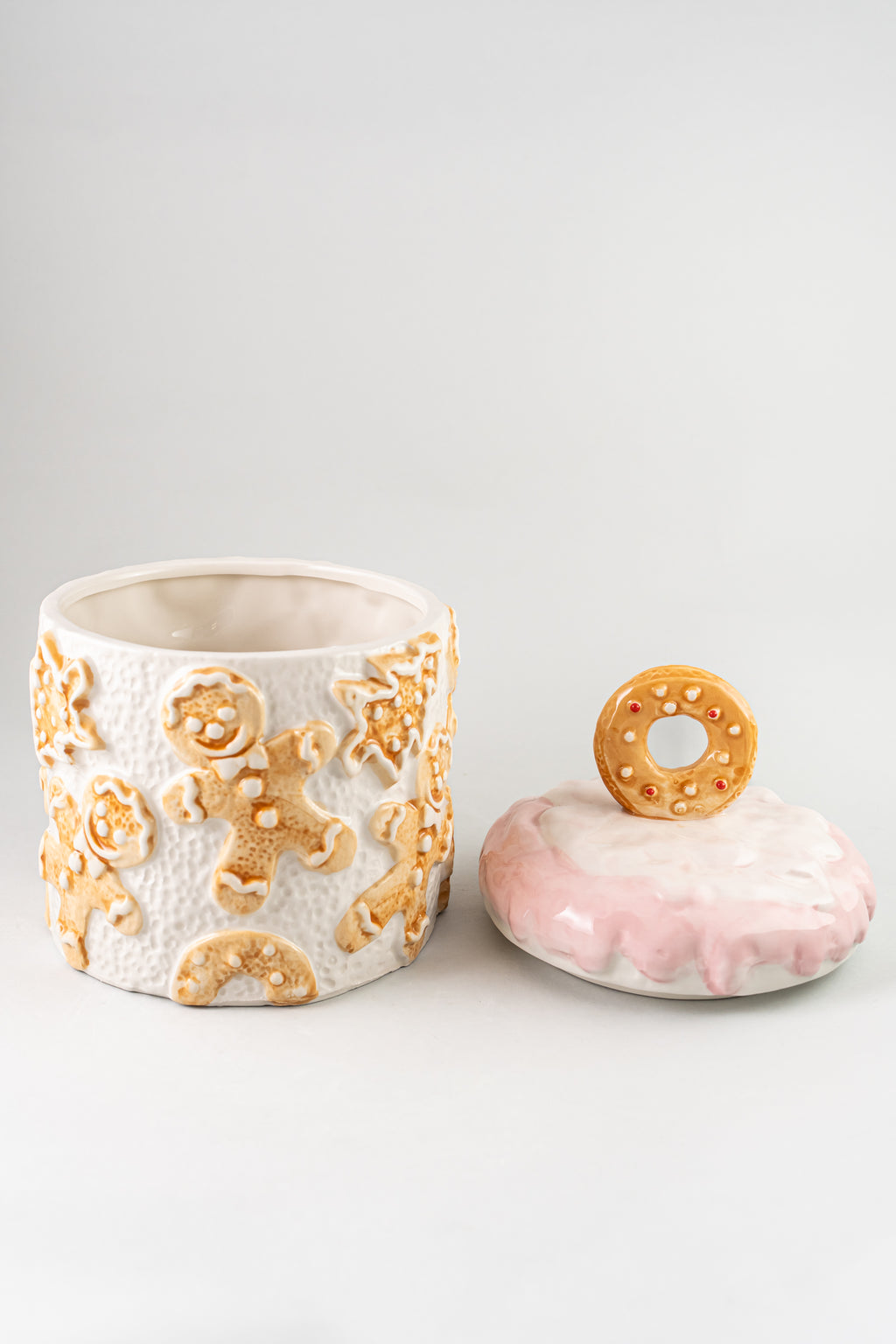 Gingerbread Ceramic Cookie Jar With Lid.