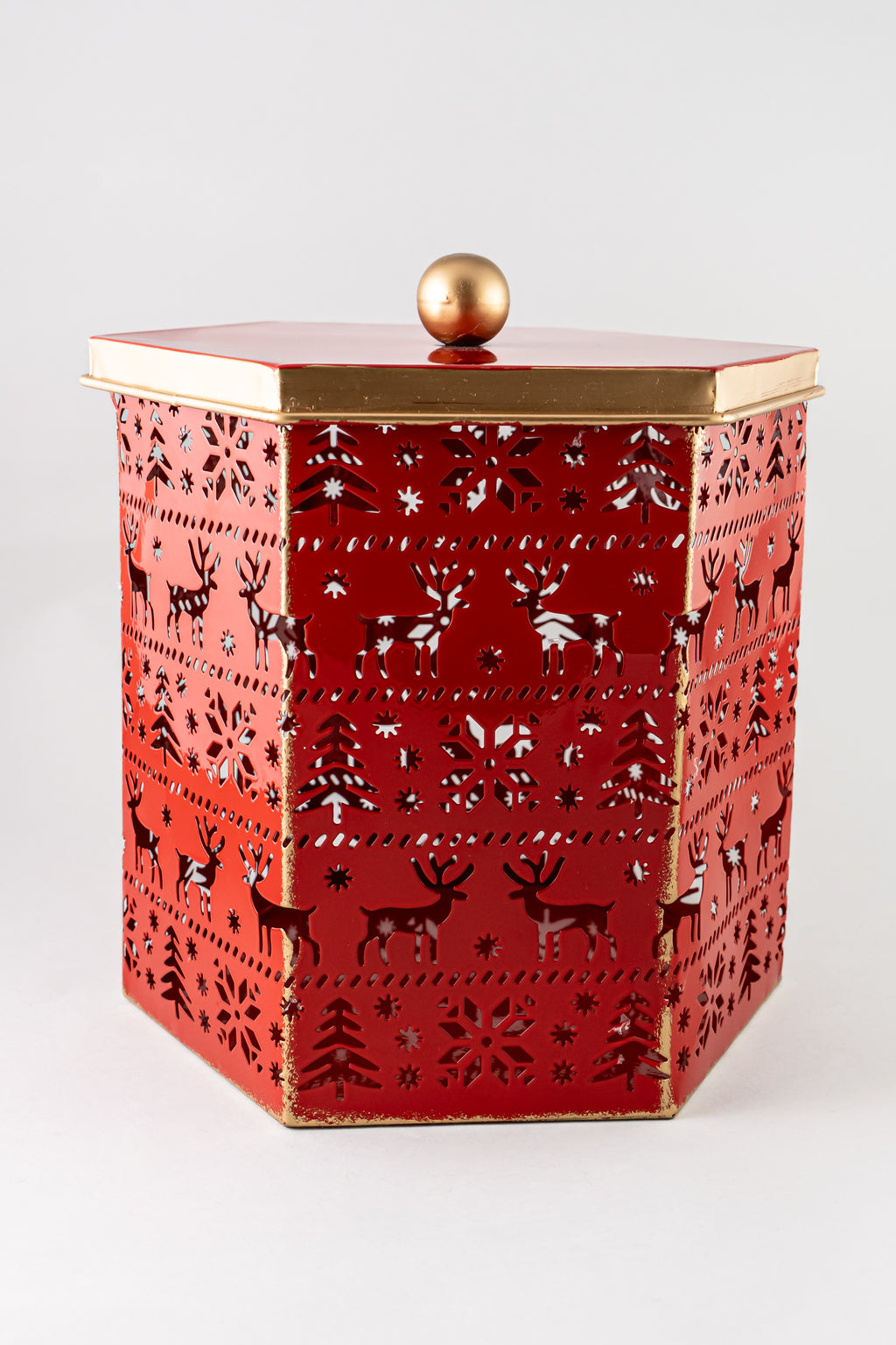 Xmas Set of 2 Red Metal Box