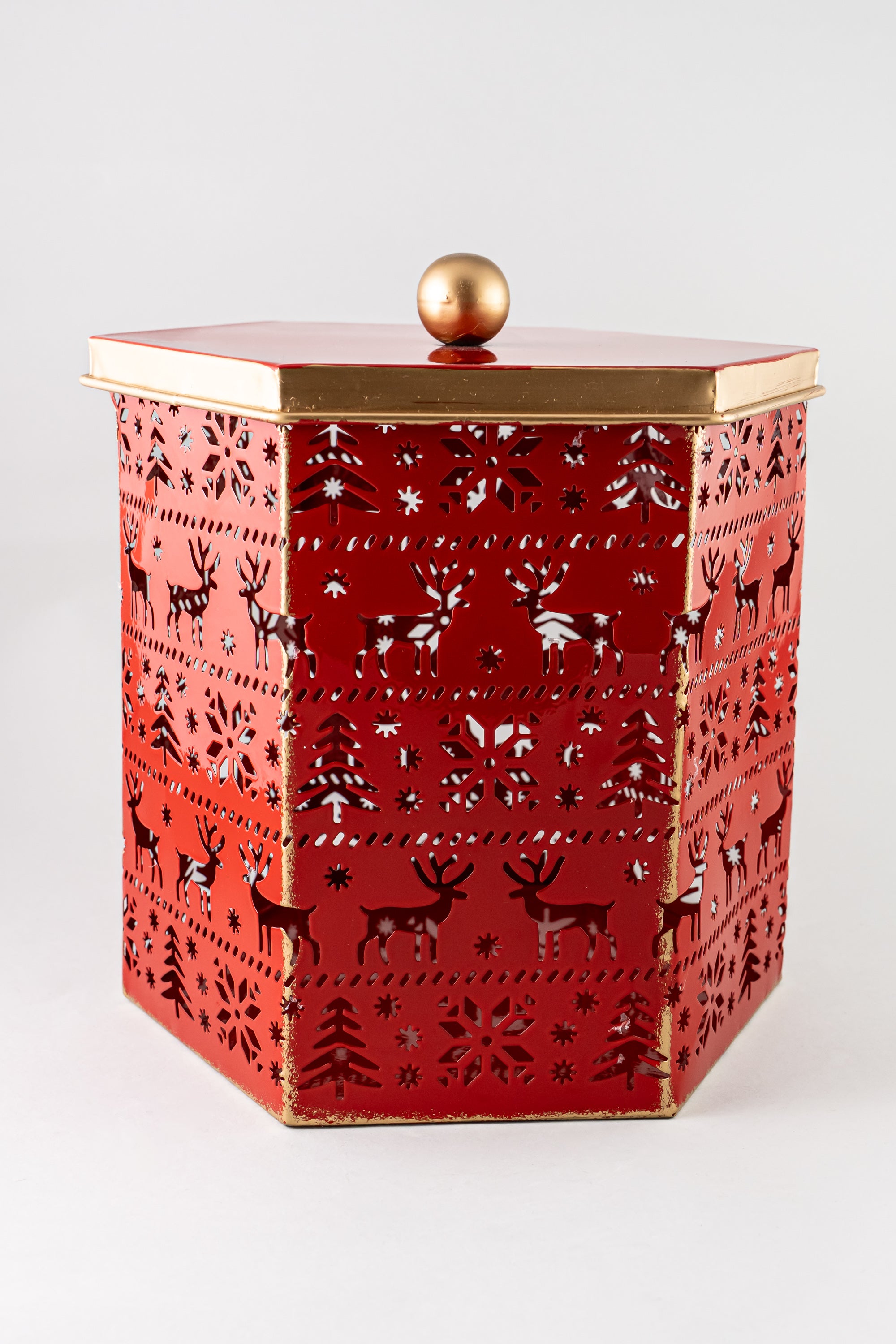 Xmas Set of 2 Red Metal Box