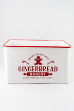 White Metal Cookie Jar With Wood Lid