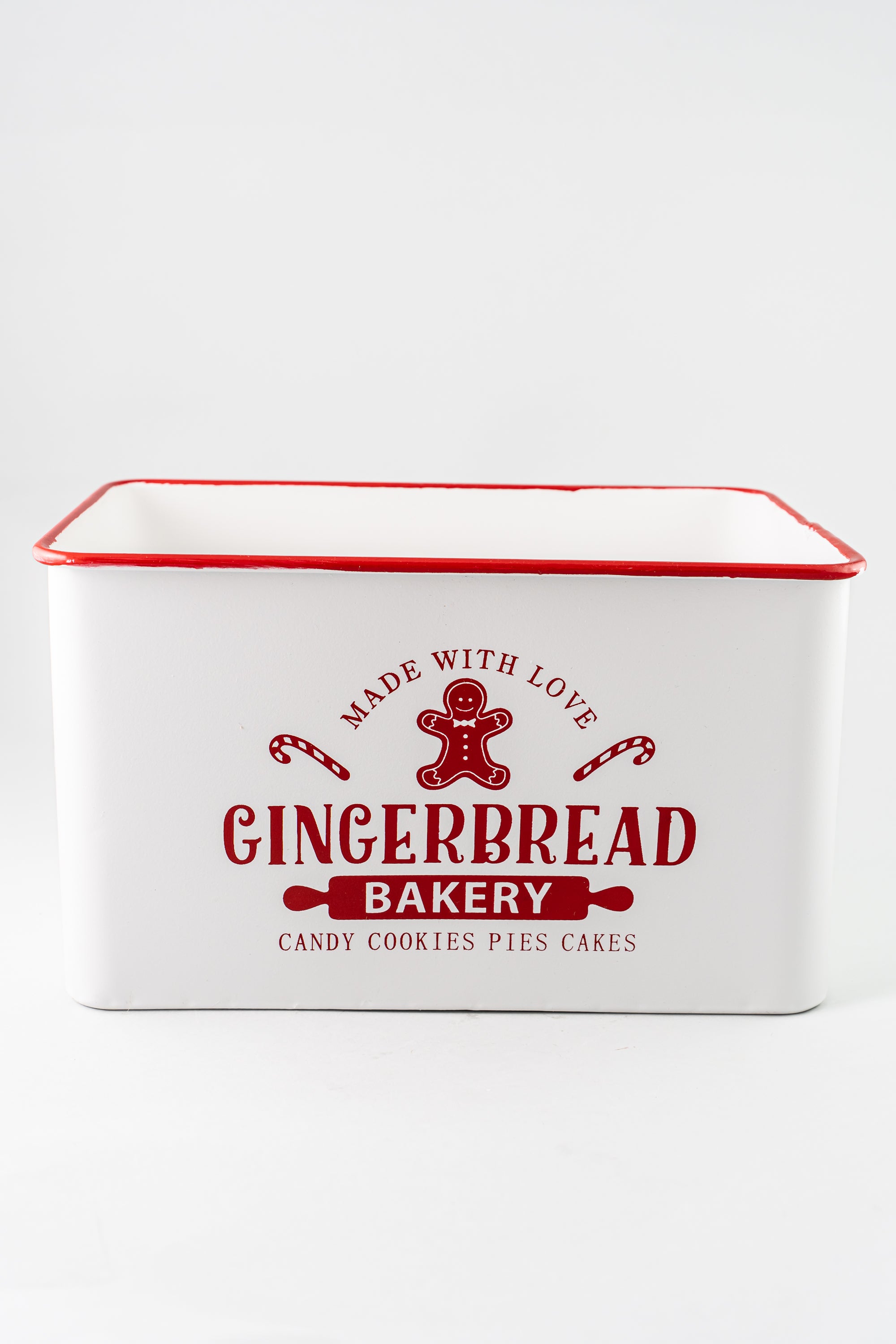 White Metal Cookie Jar With Wood Lid