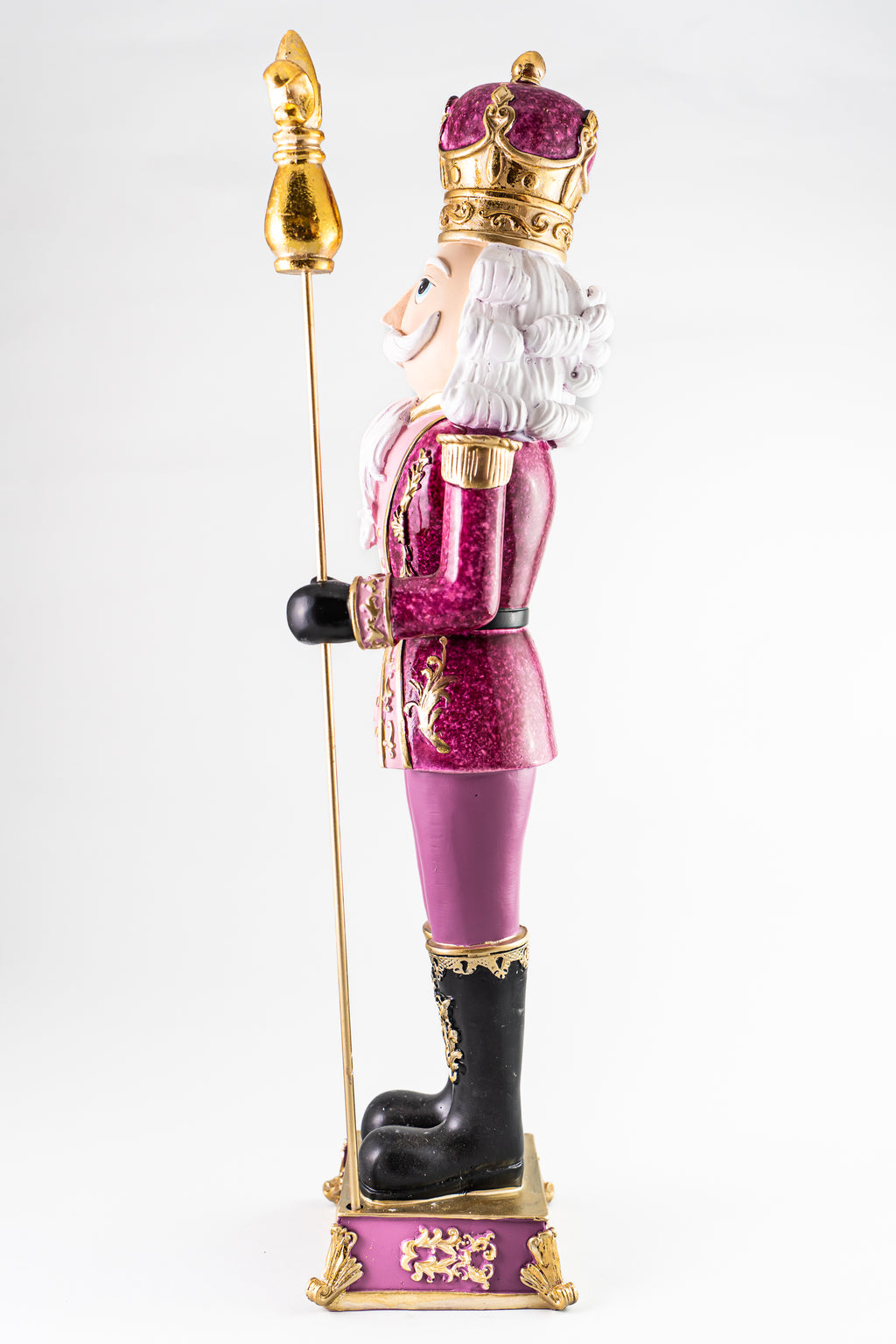 XMAS Pink Resin Nutcracker Holding a Scepter