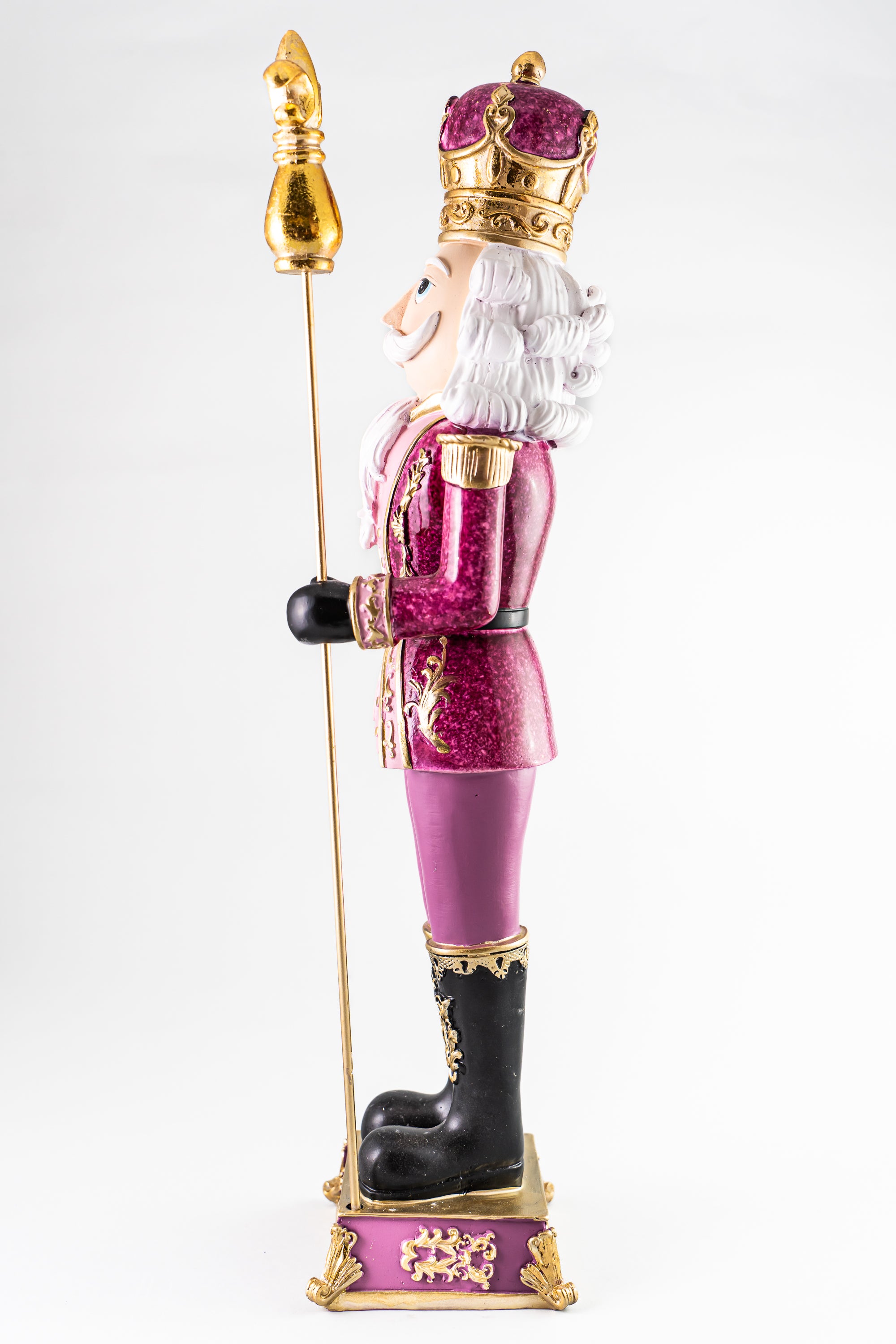 XMAS Pink Resin Nutcracker Holding a Scepter