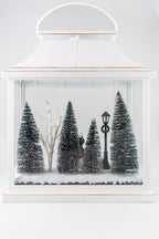 White Plastic Latern Led Lights With Snowman