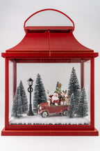 Red Plastic Latern Led Lights With Santa