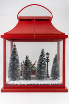 Red Plastic Latern Led Lights With Santa