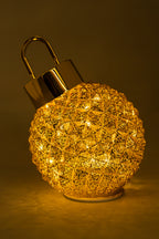 Xmas Gold Glass Bauble With Led Light