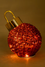Xmas Red Glass Bauble With Led Light
