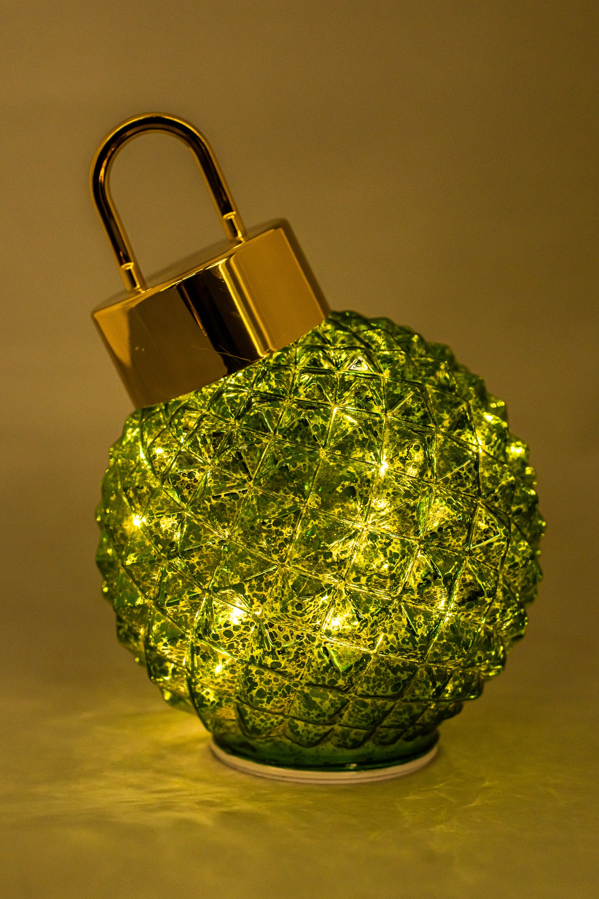 Xmas Green Glass Bauble With Led Light