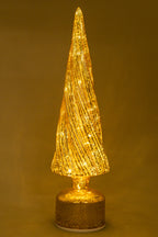 Xmas Gold Glass Tree With Led Light