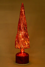 Xmas Red Glass Tree With Led Light