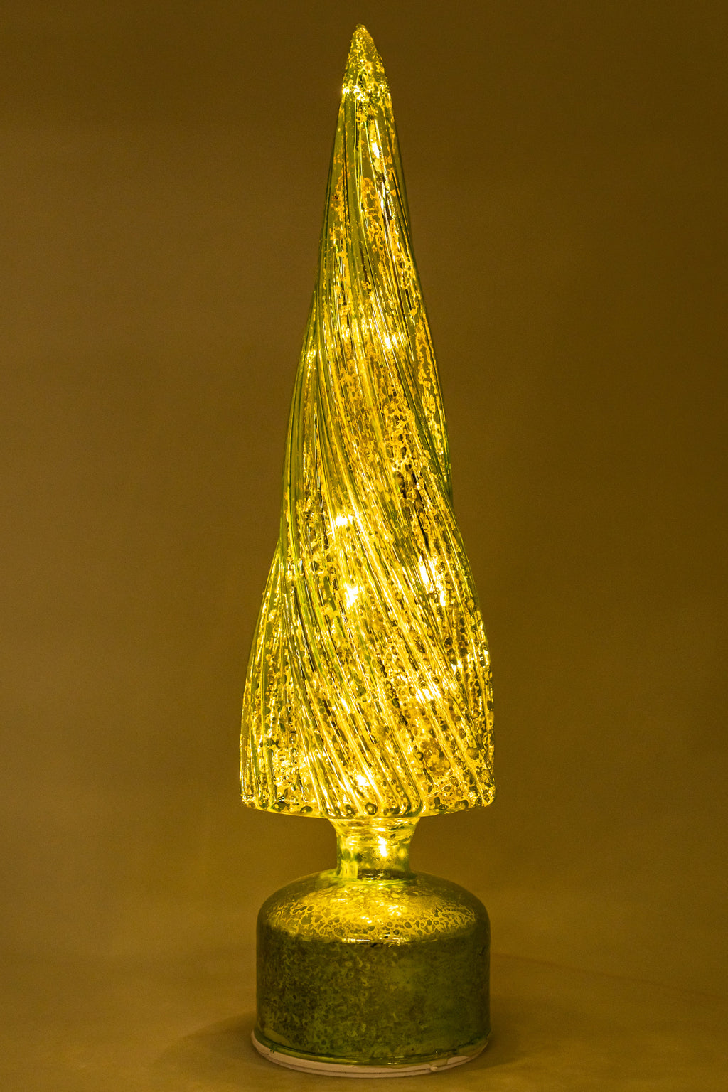 Xmas Green Glass Tree With Led Light