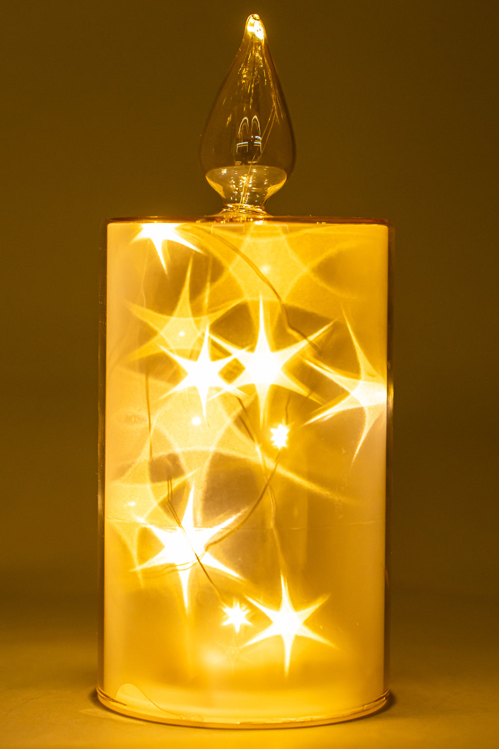 Xmas Glass Amber Luster Color Led Candle