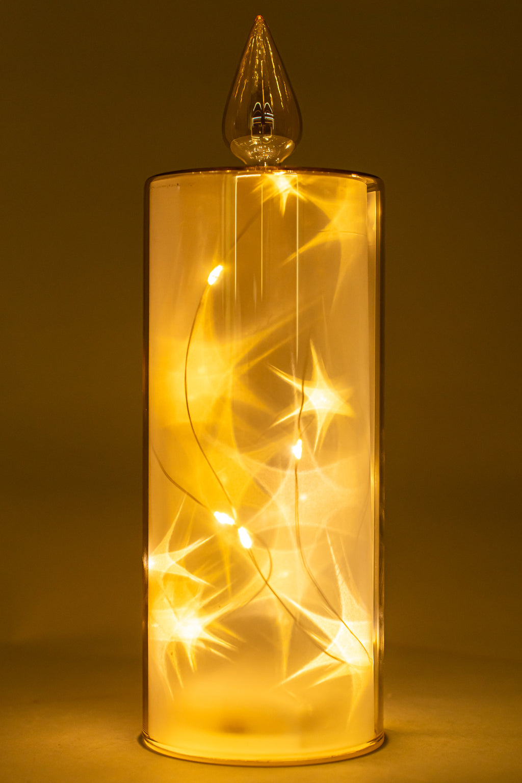 Xmas Glass Amber Luster Color Led Candle.