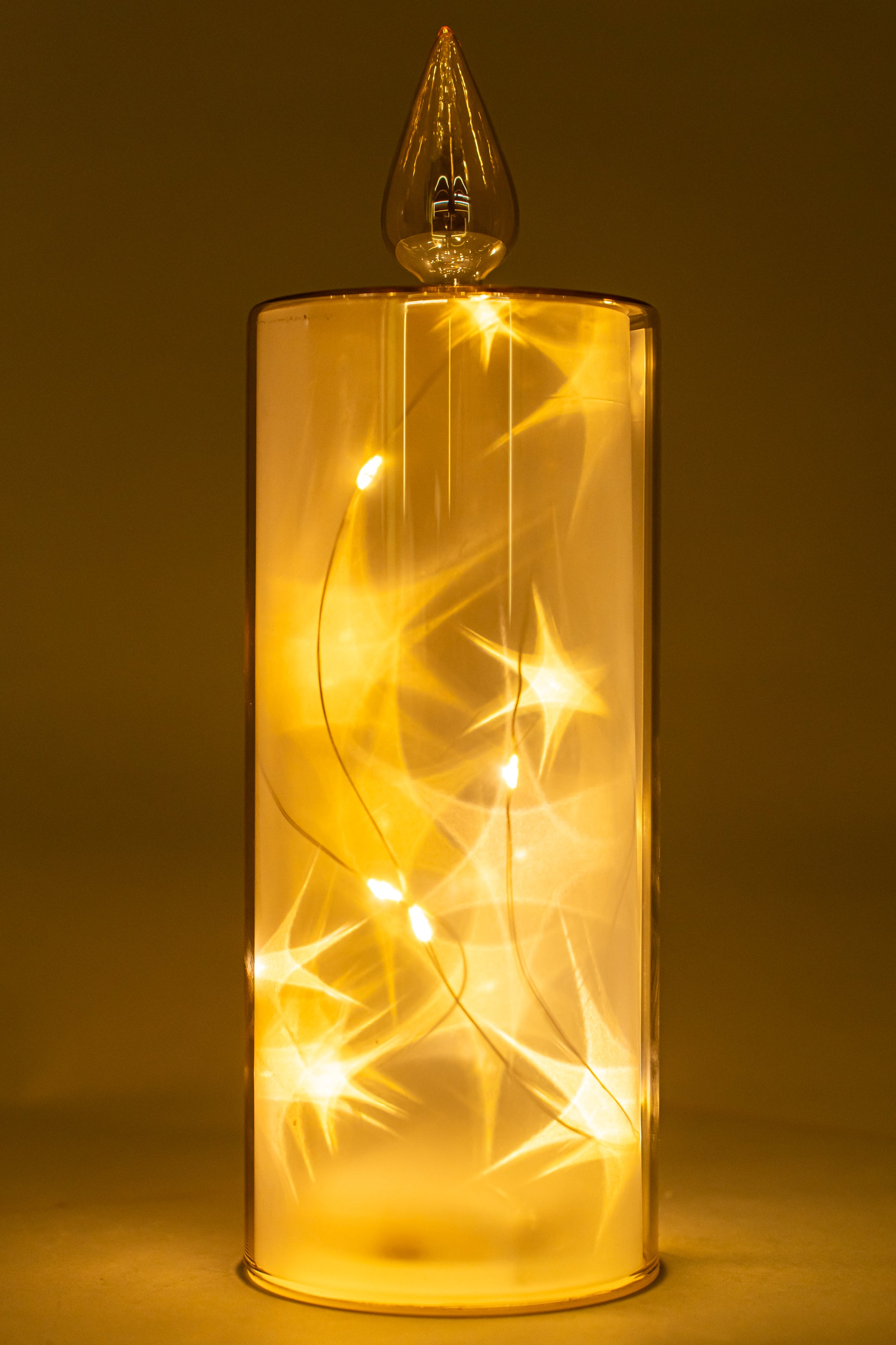 Xmas Glass Amber Luster Color Led Candle.