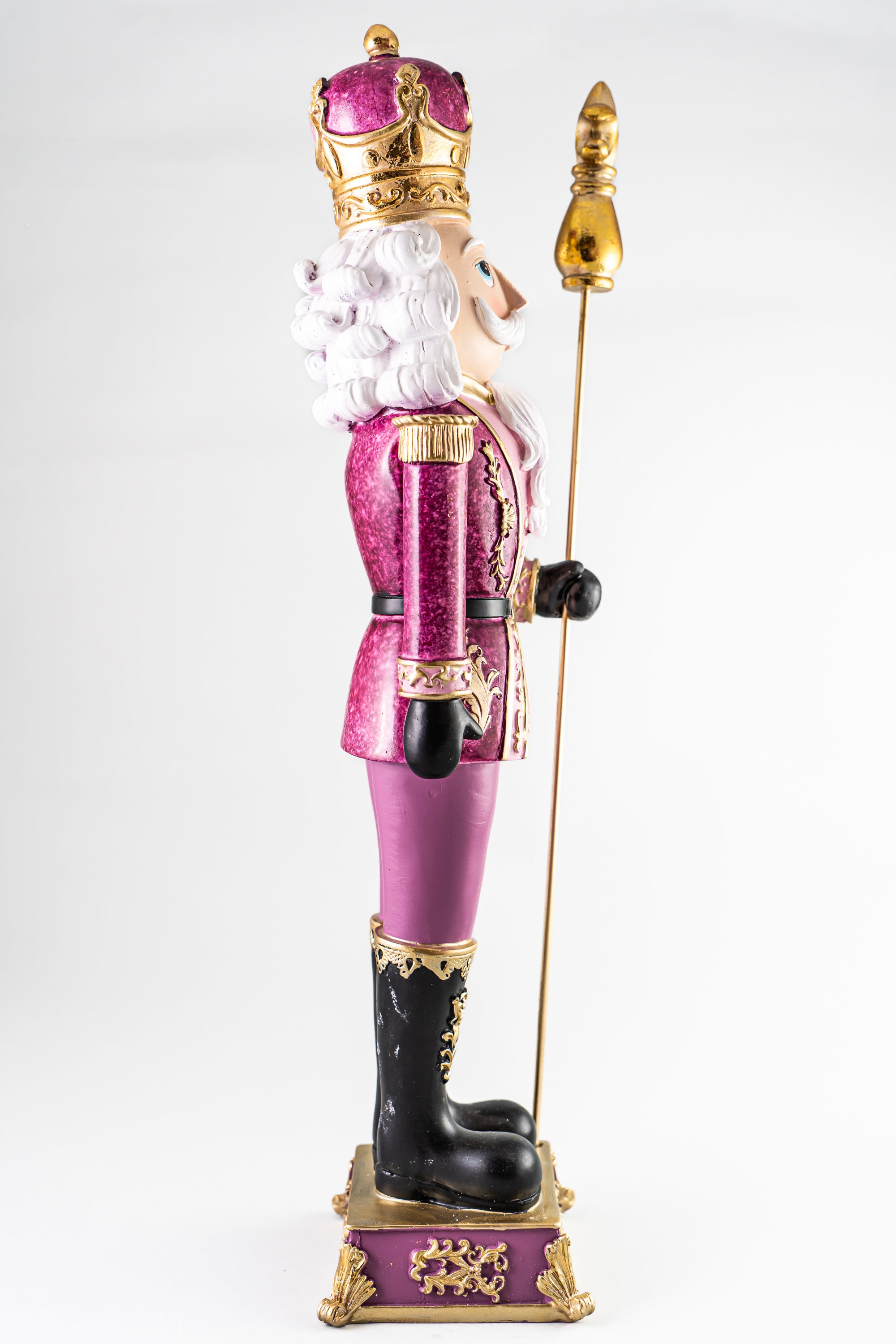 XMAS Pink Resin Nutcracker Holding a Scepter