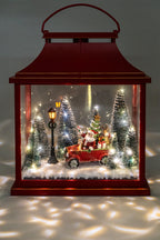 Red Plastic Latern Led Lights With Santa
