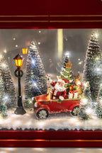 Red Plastic Latern Led Lights With Santa