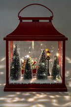 Red Plastic Latern Led Lights With Santa