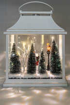 White Plastic Latern Led Lights With Snowman