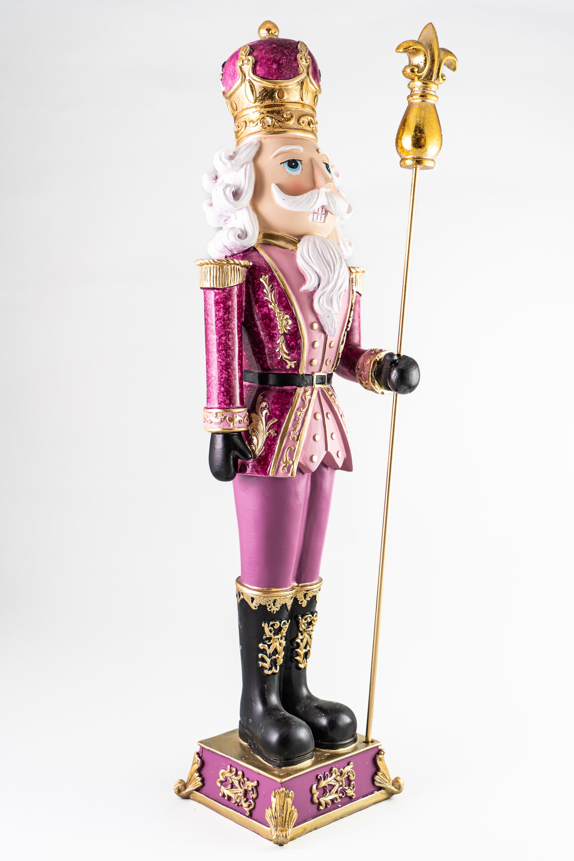 XMAS Pink Resin Nutcracker Holding a Scepter