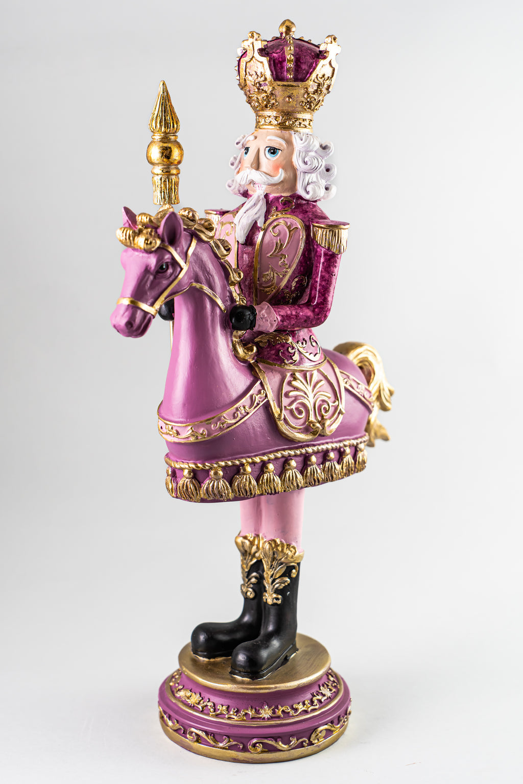Xmas Pink Resin Nutcracket Riding A Horse