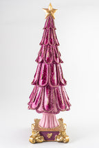 Pink Resin Christmas Tree With Gold Star & Details
