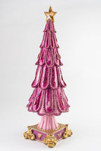 Pink Resin Christmas Tree With Gold Star & Details