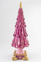 Pink Resin Christmas Tree With Gold Star & Details