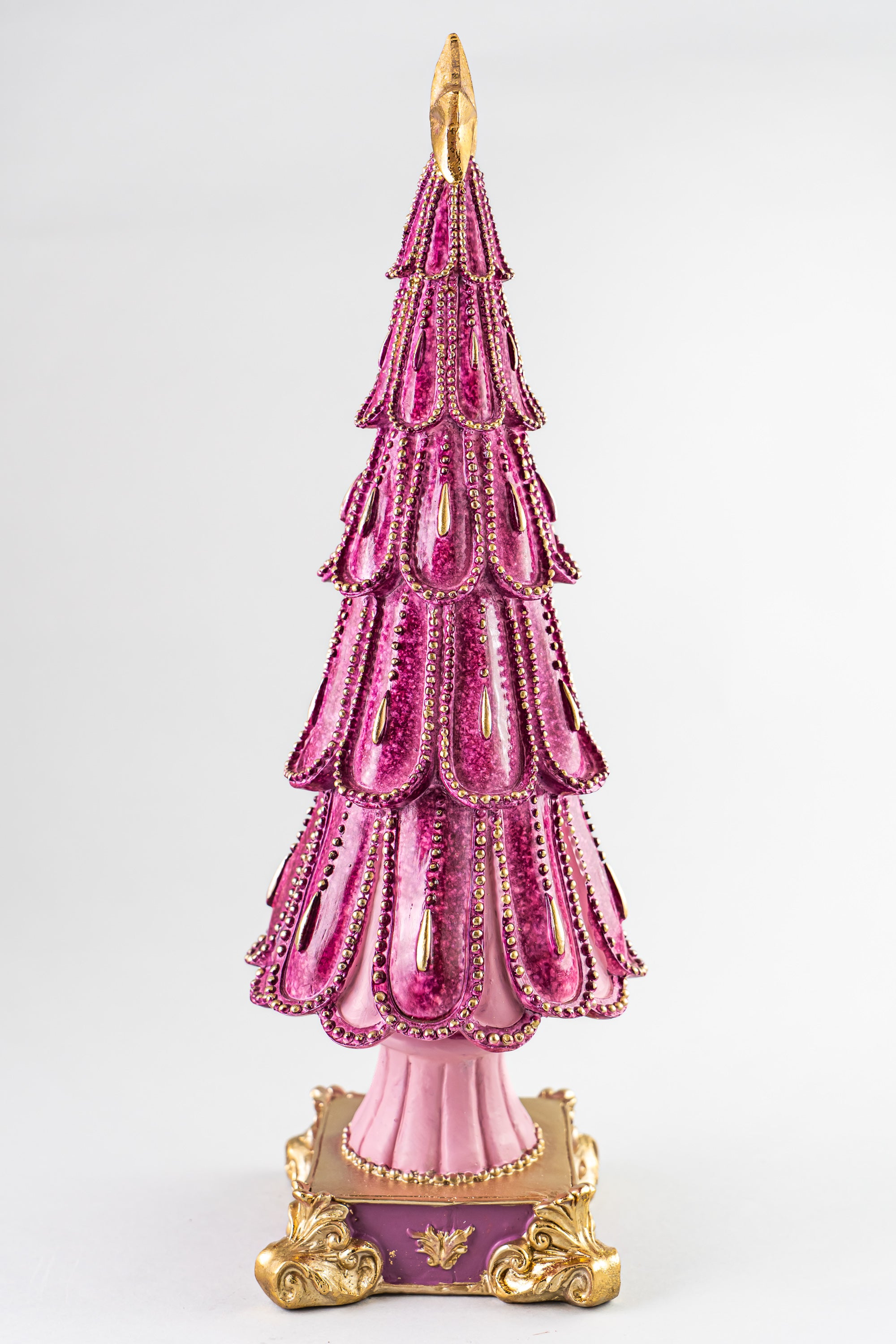 Pink Resin Christmas Tree With Gold Star & Details