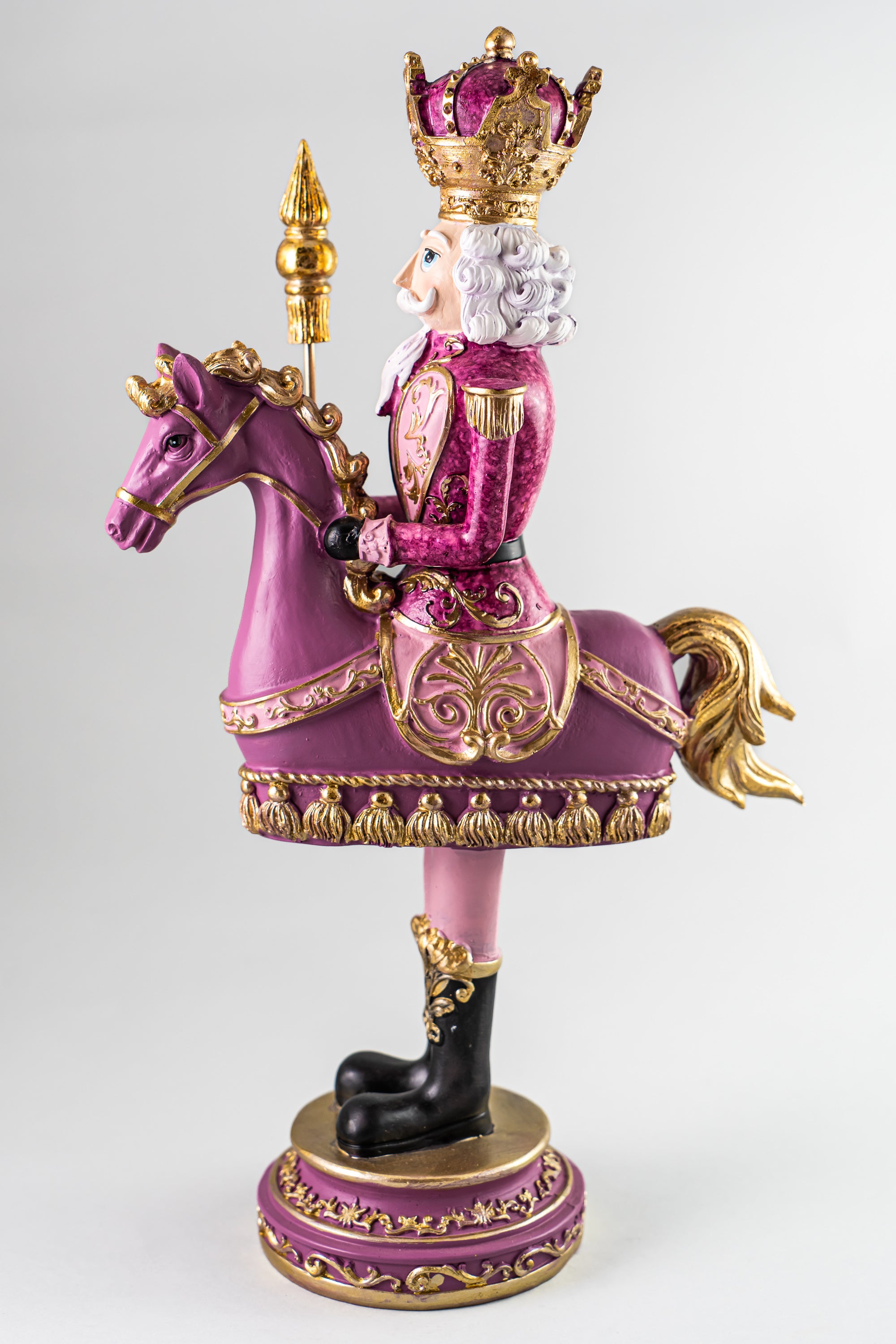 Xmas Pink Resin Nutcracket Riding A Horse
