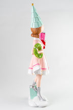 Pink Resin Girl Holding Gift And Wreath