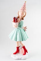 Mint Green Resin Girl Holding Gift