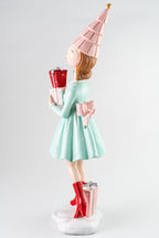Mint Green Resin Girl Holding Gift