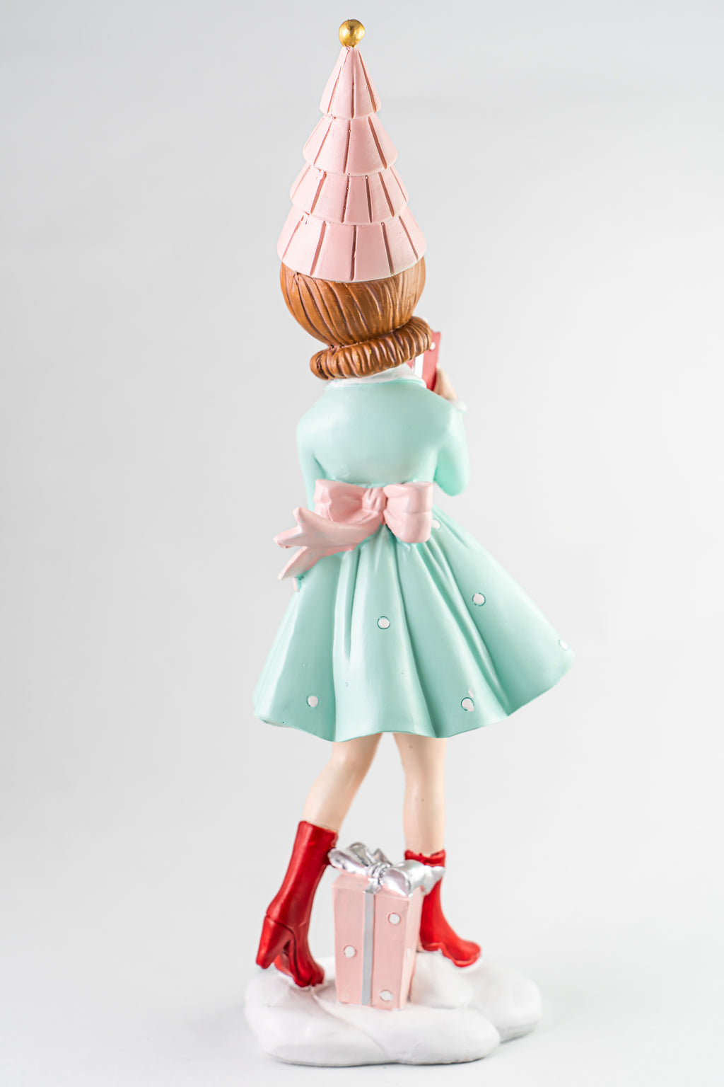 Mint Green Resin Girl Holding Gift