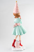 Mint Green Resin Girl Holding Gift