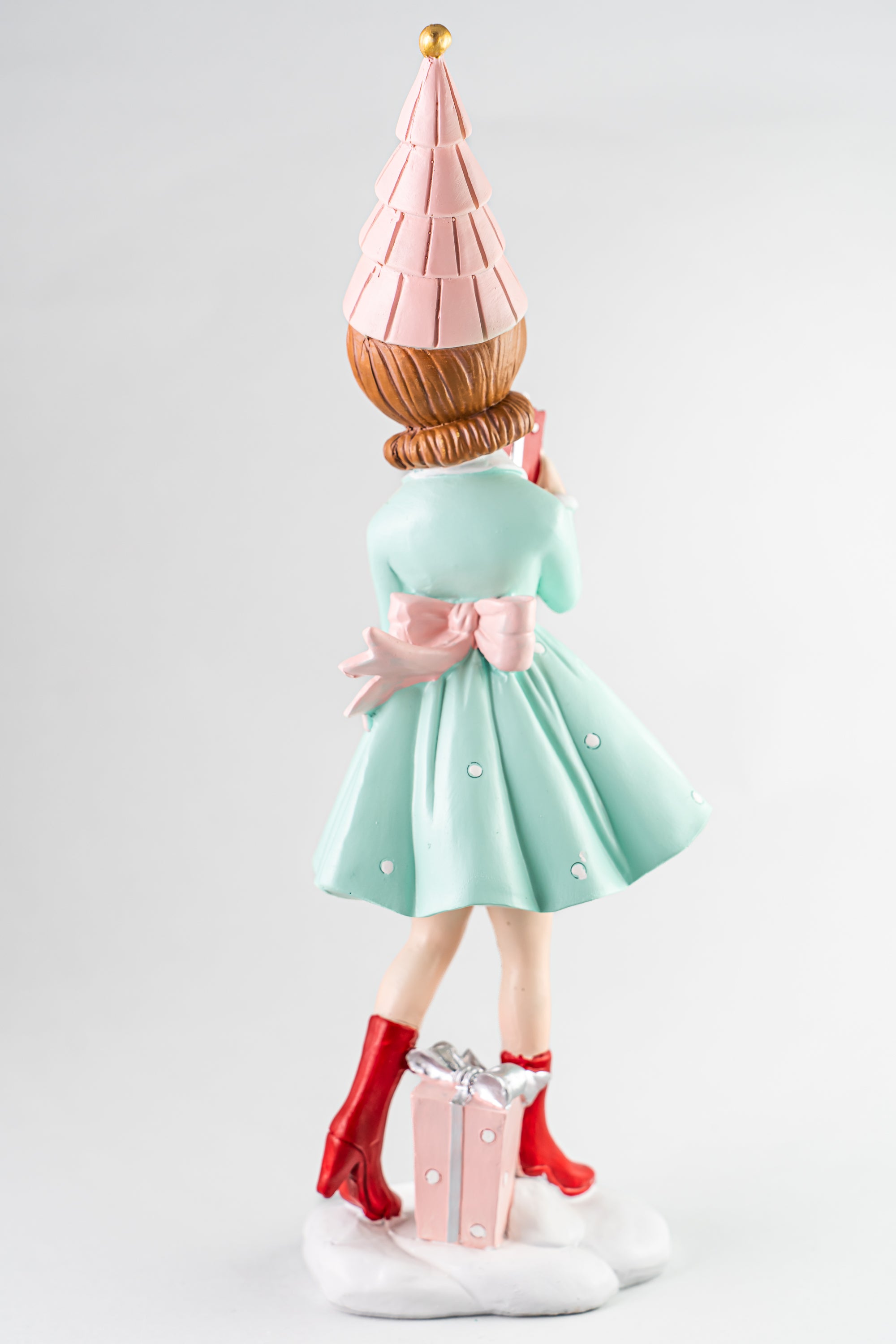 Mint Green Resin Girl Holding Gift