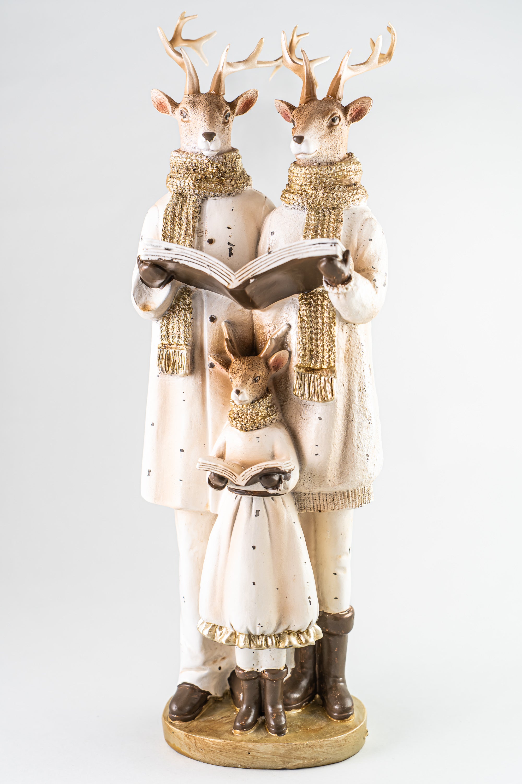 Xmas White Resin Deer Family Choir